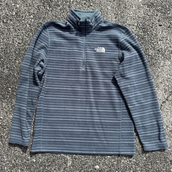 The North Face Other - The North Face Fleece Mens Medium Gray Striped Long Sleeve Pullover 1/4 Zip